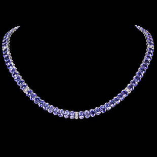 14k 54.00ct Tanzanite 2.00ct Diamond Necklace: Retail: $48,900.00 ****** 14k 54.00ct Tanzanite 2.00ct Diamond Necklace ****** Metal: 14k Solid White Gold / Size: 17 / Total Item Weight: 35.5 grams / Country Made: United States / / Main Stone: