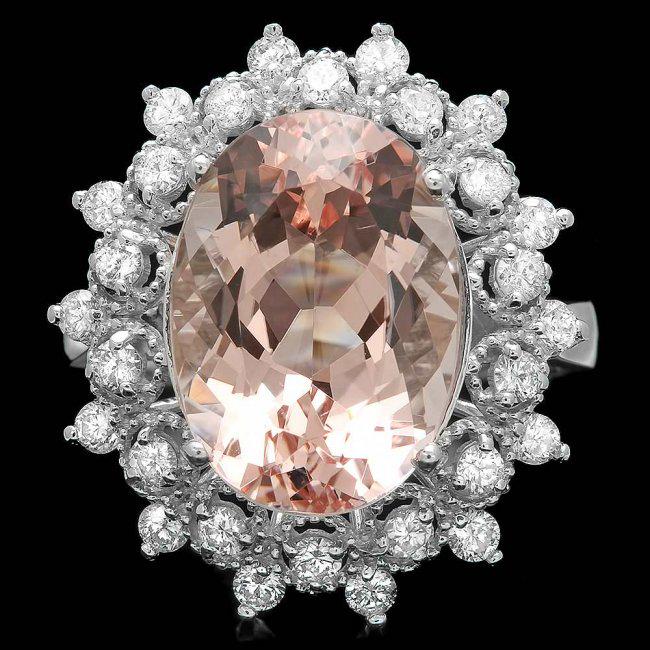 14k Gold 6.00ct Morganite 0.75ct Diamond Ring: Retail: $6,700.00 ****** 14k Gold 6.00ct Morganite 0.75ct Diamond Ring ****** Metal: 14k Solid White Gold / Size: 7 / Total Item Weight: 6.0 grams / Country Made: United States / / Main Stone: Morgani