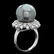 14k White Gold 14mm Pearl 0.70ct Diamond Ring - 2
