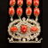 14K Gold 58.82ct Coral 1.21ct Diamond Bracelet