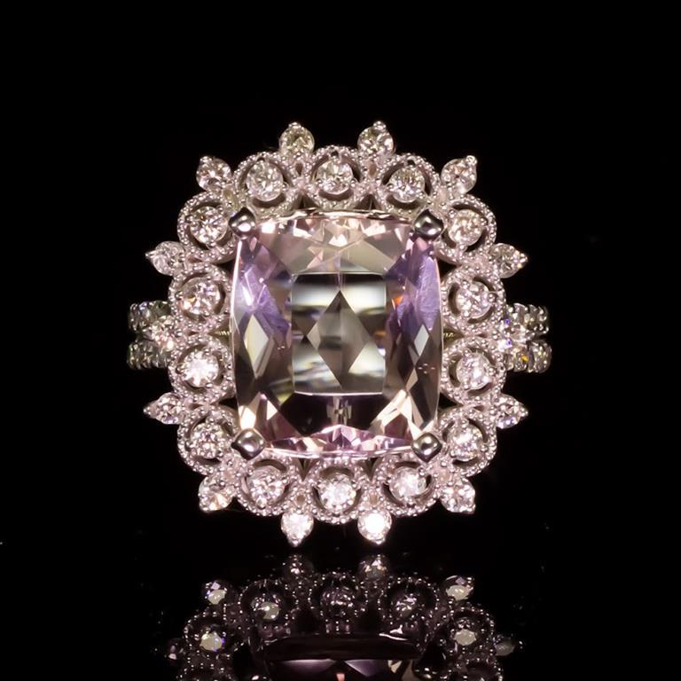 14K Gold 3.79ct Morganite 0.92ct Diamond Ring: Retail: $7,045.00 ****** Morganite & Diamond Ring ****** Metal: 14K Solid White Gold / Total Item Weight: 8.2 grams / Country Made: United States / / Main Stone: Morganite / Color: Very Light Pink / C