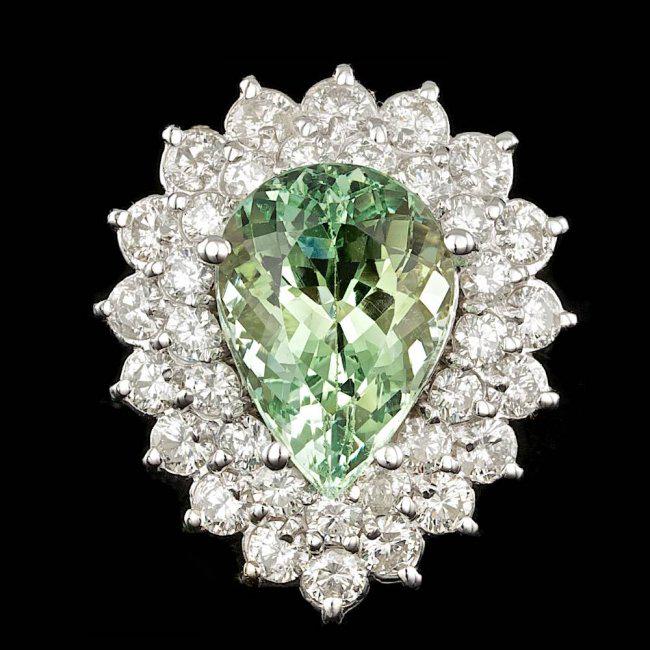 14k White Gold 5.00ct Beryl 2.20ct Diamond Ring: Retail: $19,900.00 ****** 14k White Gold 5.00ct Beryl 2.20ct Diamond Ring ****** Metal: 14k Solid White Gold / Size: 7 / Total Item Weight: 10.5 grams / Country Made: United States / / Main Stone: Ber