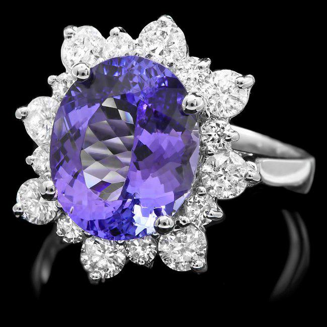 14k White Gold 5ct Tanzanite 1.20ct Diamond Ring: Retail: $15,800.00 ****** 14k White Gold 5ct Tanzanite 1.20ct Diamond Ring ****** Metal: 14k Solid White Gold / Size: 7.25 / Total Item Weight: 6 grams / Country Made: United States / / Main Stone: Ta