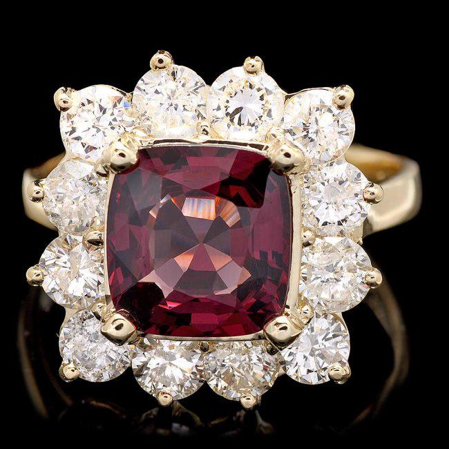 14k Yellow Gold 2.40ct Spinel 2.00ct Diamond Ring: Retail: $11,850.00 ****** 14k Yellow Gold 2.40ct Spinel 2.00ct Diamond Ring ****** Metal: 14k Solid Yellow Gold / Size: 6.75 / Total Item Weight: 5.5 grams / Country Made: United States / / Main Stone