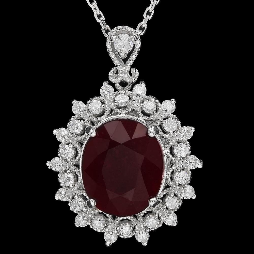 14K Gold 7.64ct Ruby 0.66ct Diamond Pendant: Retail: $4,880.00 ****** 14K Gold 7.64ct Ruby 0.66ct Diamond Pendant ****** Metal: 14K Solid Gold / Total Item Weight: 5.0 grams / Country Made: United States / / Main Stone: Ruby / Color: Red / Carat
