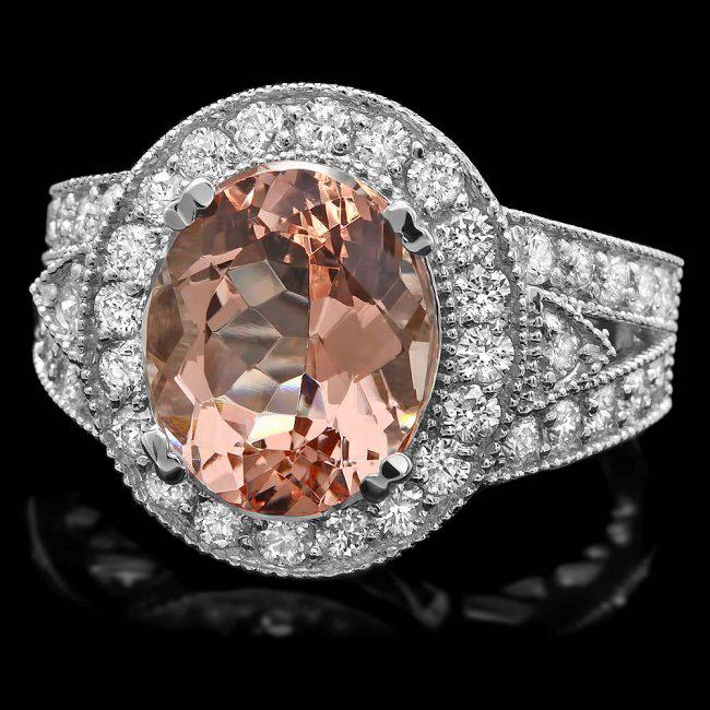 14k White Gold 5ct Morganite 1.40ct Diamond Ring: Retail: $9,500.00 ****** 14k White Gold 5ct Morganite 1.40ct Diamond Ring ****** Metal: 14k Solid White Gold / Size: 8 / Total Item Weight: 8 grams / Country Made: United States / / Main Stone: Morgan
