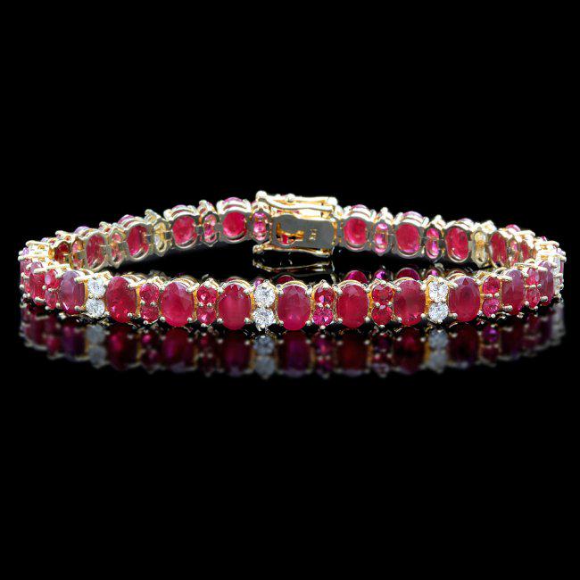 14k Yellow Gold 18ct Ruby 1.15ct Diamond Bracelet: Retail: $18,230.00 ****** 14k Yellow Gold 18ct Ruby 1.15ct Diamond Bracelet ****** Metal: 14k Solid Yellow Gold / Size: 7 / Total Item Weight: 15.5 grams / Country Made: United States / / Main Stone: 