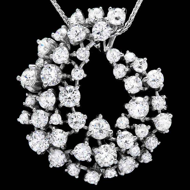 14k White Gold 2.80ct Diamond Pendant: Retail: $11,500.00 ****** 14k White Gold 2.80ct Diamond Pendant ****** Metal: 14k Solid White Gold / Size: 16 / Total Item Weight: 4.5 grams / Country Made: United States / / Main Stone: Diamond / Col