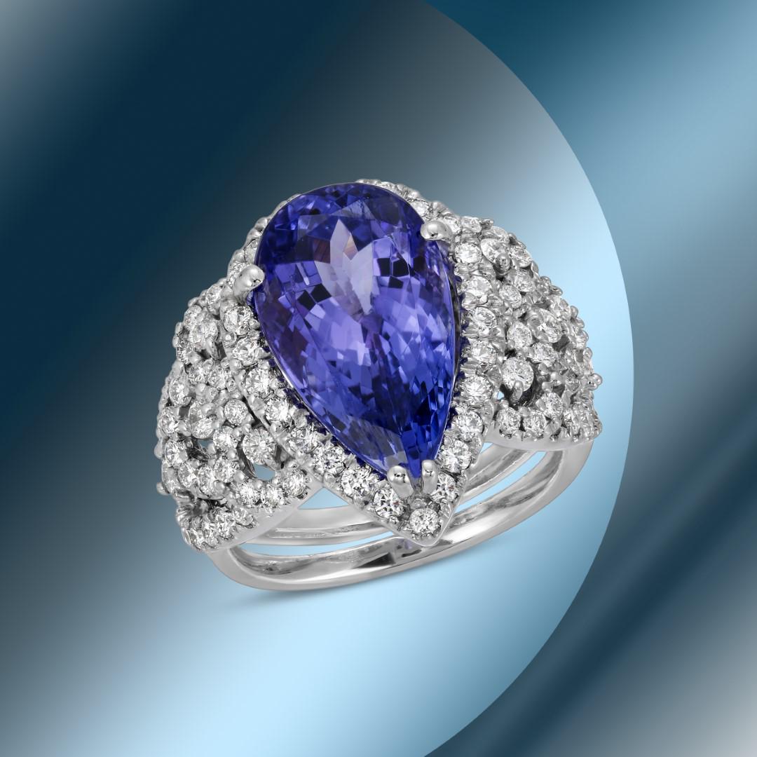 14K Gold 6.74cts Tanzanite & 1.67cts Diamond Ring: Retail: $21,746***** 14K Gold 6.74cts Tanzanite & 1.67cts Diamond Ring****** Metal: 14K White Gold/ Total Wt.: 9.8g/ Country Made USA// Main Stone: Tanzanite/ Carat Total Wt: 6.74cts / Treatment: None
