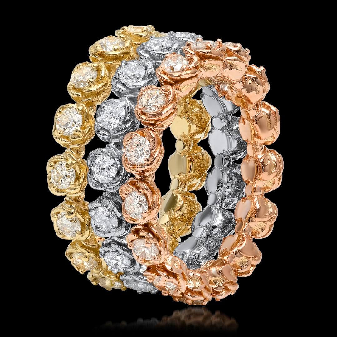 14K Yellow, White & Rose Gold 3.35cts. Diamond Ring: Retail: $12,947.00***** 14K Yellow, White & Rose Gold 3.35cts. Diamond Ring****** Metal: 14K Yellow,White & Rose Gold/ Total Wt.: 14.5g/ Country Made USA// Main Stone: Diamond/ Carat Total Wt: 3.35cts