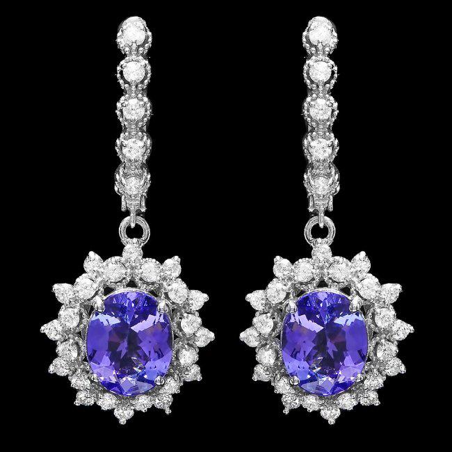 14k Gold 4.50ct Tanzanite 1.70ct Diamond Earrings: Retail: $14,900.00 ****** 14k Gold 4.50ct Tanzanite 1.70ct Diamond Earrings ****** Metal: 14k Solid White Gold / Total Item Weight: 7.5 grams / Country Made: United States / / Main Stone: Tanzanite / 
