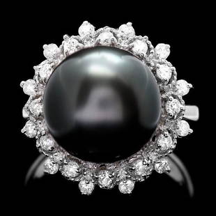 14k White Gold 12mm Pearl 0.50ct Diamond Ring: Retail: $7,600.00 ****** 14k White Gold 12mm Pearl 0.50ct Diamond Ring ****** Metal: 14k Solid White Gold / Size: 7 / Total Item Weight: 8.0 grams / Country Made: United States / / Main Stone: Pearl