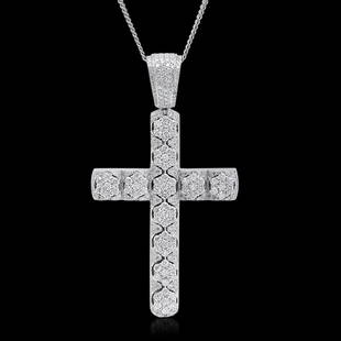 14K White Gold 11.00cts. Diamond Pendant: Retail: $41,282.00***** 14K White Gold 11.00cts. Diamond Pendant****** Metal: 18K White Gold/ Total Wt.: 34g/ Country Made USA// Main Stone: Diamond/ Carat Total Wt: 11.00cts / Treatment: None/ Color
