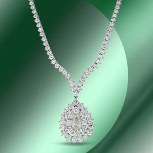 18K Gold 14.75cts Diamond Necklace: Retail: $103,482***** 18K Gold 14.75cts Diamond Necklace****** Metal: 18K White Gold/ Total Wt.: NA / Country Made USA// Main Stone: Diamond / Carat Total Wt: 1.02ct / Treatment: None / Color: None /