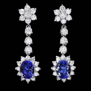 14k Gold 3ct Tanzanite 2.30ct Diamond Earrings: Retail: $16,580.00 ****** 14k Gold 3ct Tanzanite 2.30ct Diamond Earrings ****** Metal: 14k Solid White Gold / Total Item Weight: 5.5 grams / Country Made: United States / / Main Stone: Tanzanite /
