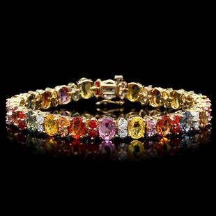 14k Gold 23ct Sapphire 1.50ct Diamond Bracelet: Retail: $14,800.00 ****** 14k Gold 23ct Sapphire 1.50ct Diamond Bracelet ****** Metal: 14k Solid Yellow Gold / Size: 7.5 / Total Item Weight: 24.5 grams / Country Made: United States / / Main Stone: