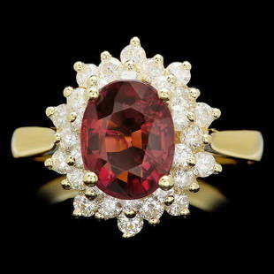 14k Gold 1.50ct Tourmaline 2.10ct Diamond Ring: Retail: $5,800.00 ****** 14k Gold 1.50ct Tourmaline 2.10ct Diamond Ring ****** Metal: 14k Solid Yellow Gold / Size: 7 / Total Item Weight: 5.0 grams / / Main Stone: Tourmaline / Color: Purple /