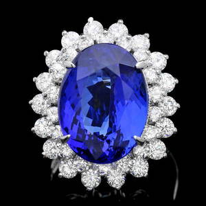 14k Gold 11.00ct Tanzanite 2.30ct Diamond Ring