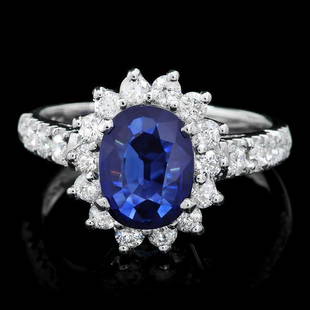 14k Gold 1.50ct Sapphire 0.90ct Diamond Ring: Retail: $6,800.00 ****** 14k Gold 1.50ct Sapphire 0.90ct Diamond Ring ****** Metal: 14k Solid White Gold / Size: 7 / Total Item Weight: 4.0 grams / Country Made: United States / / Main Stone: