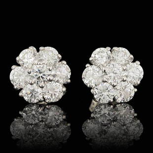 14k White Gold 2.50ct Diamond Earrings: Retail: $11,900.00 ****** 14k White Gold 2.50ct Diamond Earrings ****** Metal: 14k Solid White Gold / Total Item Weight: 2.5 grams / Country Made: United States / / Main Stone: Diamond / Color: