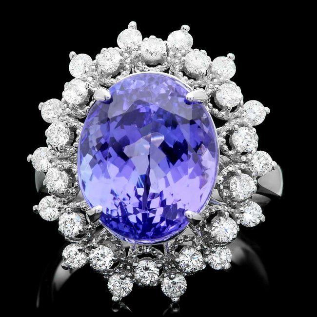 14k Gold 8.50ct Tanzanite 0.85ct Diamond Ring: Retail: $19,630.00 ****** 14k Gold 8.50ct Tanzanite 0.85ct Diamond Ring ****** Metal: 14k Solid White Gold / Size: 7 / Total Item Weight: 6.5 grams / Country Made: United States / / Main Stone: Tanzan