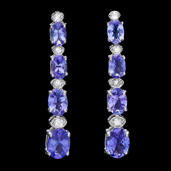 14k Gold 5ct Tanzanite 0.35ct Diamond Earrings: Retail: $4,980.00 ****** 14k Gold 5ct Tanzanite 0.35ct Diamond Earrings ****** Metal: 14k Solid White Gold / Total Item Weight: 4.5 grams / Country Made: United States / / Main Stone: Tanzanite / Colo