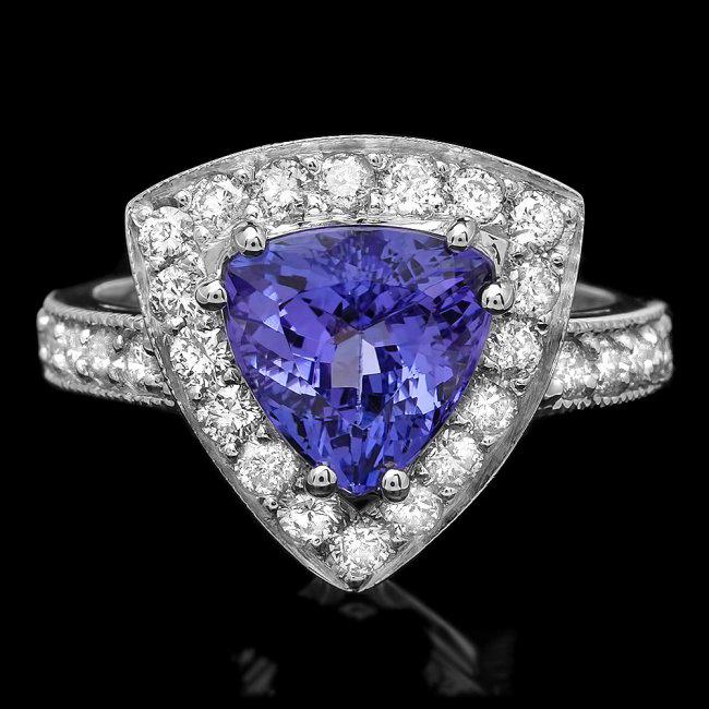 14k Gold 2.70ct Tanzanite 1.10ct Diamond Ring: Retail: $8,500.00 ****** 14k Gold 2.70ct Tanzanite 1.10ct Diamond Ring ****** Metal: 14k Solid White Gold / Size: 7 / Total Item Weight: 5.3 grams / Country Made: United States / / Main Stone: Tanzani