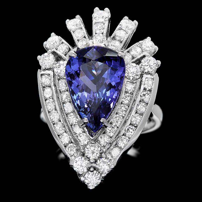 14k Gold 4.50ct Tanzanite 2.30ct Diamond Ring: Retail: $18,200.00 ****** 14k Gold 4.50ct Tanzanite 2.30ct Diamond Ring ****** Metal: 14k Solid White Gold / Size: 7 / Total Item Weight: 8.5 grams / Country Made: United States / / Main Stone: Tanzan
