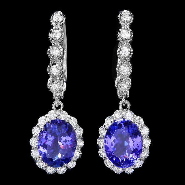 14k Gold 5ct Tanzanite 1.35ct Diamond Earrings: Retail: $16,730.00 ****** 14k Gold 5ct Tanzanite 1.35ct Diamond Earrings ****** Metal: 14k Solid White Gold / Total Item Weight: 5.5 grams / Country Made: United States / / Main Stone: Tanzanite / Col