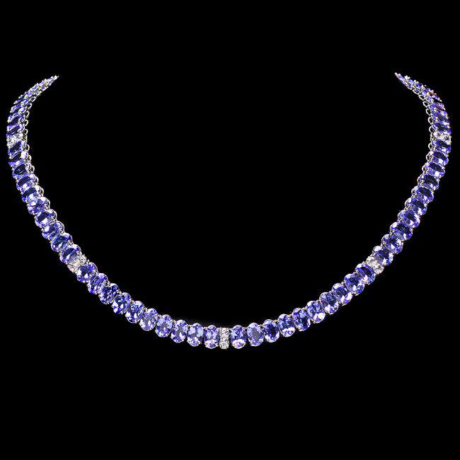 14k 54.00ct Tanzanite 2.00ct Diamond Necklace: Retail: $48,900.00 ****** 14k 54.00ct Tanzanite 2.00ct Diamond Necklace ****** Metal: 14k Solid White Gold / Size: 17 / Total Item Weight: 35.5 grams / Country Made: United States / / Main Stone: Tanz