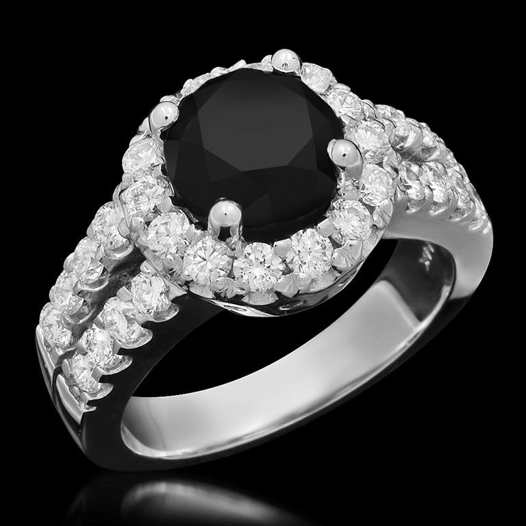 14K Gold 3.0ct Fancy Color Diamond 4.30ct Diamond Ring: Retail: $16,360.00 ******Fancy Color Diamond & Diamond Ring ****** Metal: 14K Solid White Gold / Total Item Weight: 8.5 / Country Made: United States / / Main Stone: Diamond / Color: Fancy Black / Car
