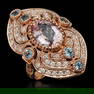 14K Gold 4.38ct Kunzite, 0.84ct Aquamarine & 1.35ct Diamond Ring
