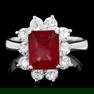 14k White Gold 3.00ct Ruby 1.25ct Diamond Ring