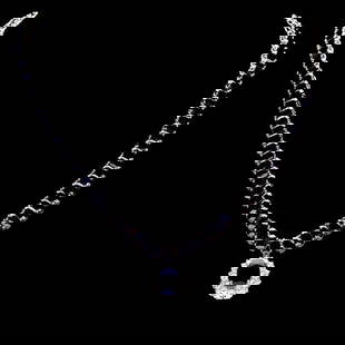 14k Gold 63ct Sapphire 1.40ct Diamond Necklace: Retail: $23,850.00 ****** 14k Gold 63ct Sapphire 1.40ct Diamond Necklace ****** Metal: 14k Solid White Gold / Size: 17 / Total Item Weight: 38.5 grams / Country Made: United States / / Main Stone: