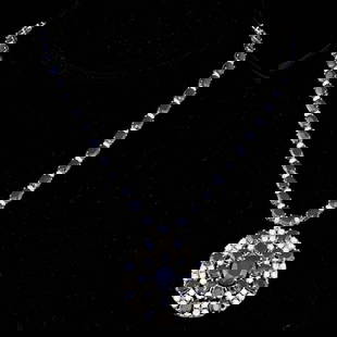 14k Gold 67ct Sapphire 5.70ct Diamond Necklace: Retail: $53,700.00 ****** 14k Gold 67ct Sapphire 5.70ct Diamond Necklace ****** Metal: 14k Solid White Gold / Size: 17 / Total Item Weight: 46.5 grams / / Main Stone: Sapphire / Color: Blue / Carat