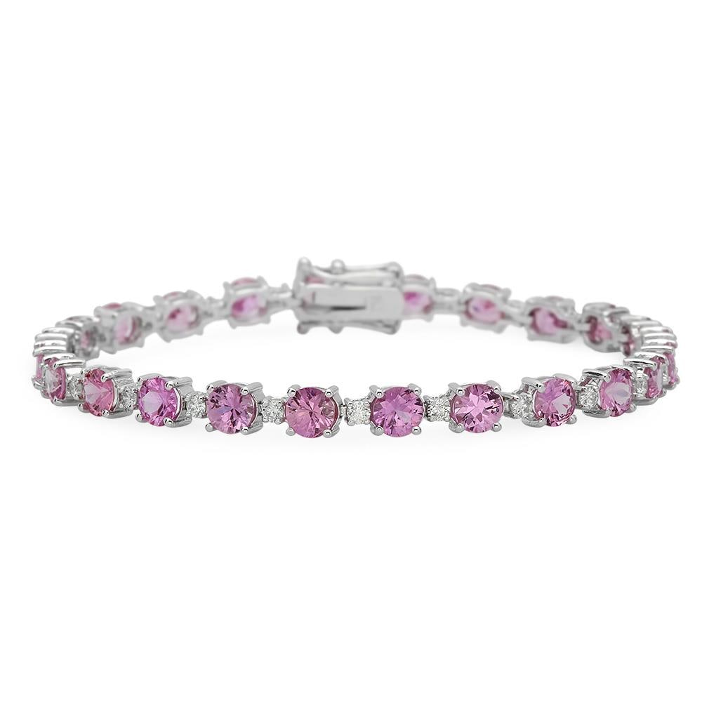 18K Gold 10.12ct Sapphire 0.96ct Diamond Bracelet: Retail: $11,870.00 ****** 18K Gold 10.12ct Sapphire 0.96ct Diamond Bracelet ****** Metal: 18K Solid Gold / Total Item Weight: 12.5 grams / Country Made: United States / / Main Stone: Pink Sapphire / C