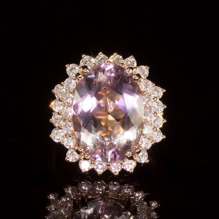 14K Gold 6.99ct Morganite 1.10ct Diamond Ring: Retail: $9,330.00 ****** Morganite & Diamond Ring ****** Metal: 14K Solid Rose Gold / Total Item Weight: 8.2 grams / Country Made: United States / / Main Stone: Morganite / Color: Very Light Pink / Ca