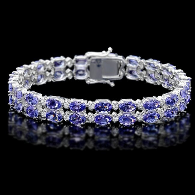14k 20.00ct Tanzanite 1.30ct Diamond Bracelet: Retail: $20,600.00 ****** 14k 20.00ct Tanzanite 1.30ct Diamond Bracelet ****** Metal: 14k Solid White Gold / Size: 7 / Total Item Weight: 21.5 grams / Country Made: United States / / Main Stone: Tanza