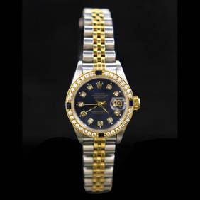 Rolex Two-Tone DateJust 26mm Diamond Dial & Bezel Aprox. 1.1 cts. (4) Sapphires Womens Wristwatch (1 of 3)