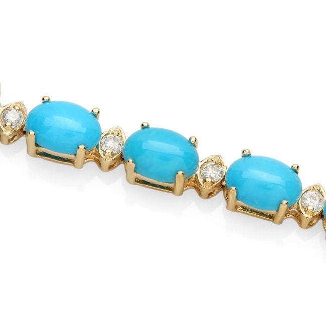 14k 12.00ct Turquoise 0.70ct Diamond Bracelet: Retail: $9,850.00 ****** 14k 12.00ct Turquoise 0.70ct Diamond Bracelet ****** Metal: 14k Solid Yellow Gold / Size: 7 / Total Item Weight: 10.0 grams / Country Made: United States / / Main Stone: Turqu