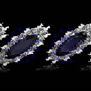 14k Gold 8.2ct Sapphire 0.75ct Diamond Earrings: Retail: $6,900.00 ****** 14k Gold 8.2ct Sapphire 0.75ct Diamond Earrings ****** Metal: 14k Solid White Gold / Total Item Weight: 7.0 grams / Country Made: United States / / Main Stone: Sapphire /