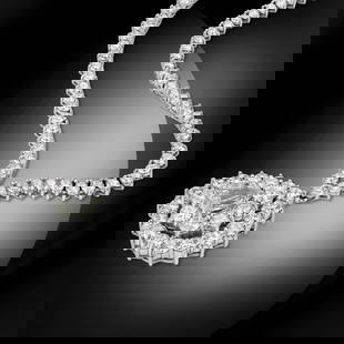 18K Gold 14.86cts Diamond Necklace: Retail: $102,875***** 18K Gold 14.86cts Diamond Necklace****** Metal: 18K White Gold/ Total Wt.: NA / Country Made USA// Main Stone: Diamond / Carat Total Wt: 1.00ct / Treatment: None / Color: None /