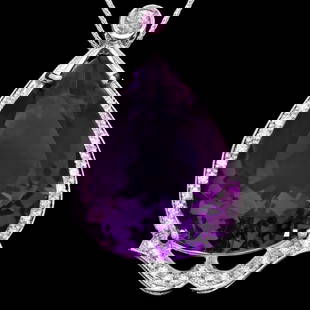 14k Gold 49ct Amethyst 0.50ct Diamond Pendant: Retail: $15,800.00 ****** 14k Gold 49ct Amethyst 0.50ct Diamond Pendant ****** Metal: 14k Solid White Gold / Size: 16 / Total Item Weight: 21.5 grams / Country Made: United States / / Main Stone: