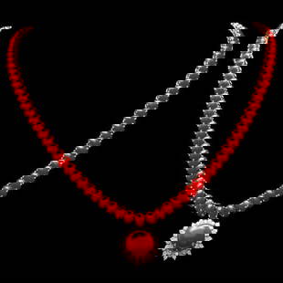 14k Gold 39ct Coral 0.80ct Diamond Necklace: Retail: $22,800.00 ****** 14k Gold 39ct Coral 0.80ct Diamond Necklace ****** Metal: 14k Solid Yellow Gold / Size: 17 / Total Item Weight: 33.5 grams / Country Made: United States / / Main Stone: