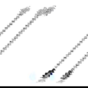 14K Solid White Gold,1.27cts Sapphire & 1.18cts Diamond Earrings: Retail: $4,470****** 14K Solid White Gold,1.27cts. Sapphire & 1.18cts.Diamond Earrings******* Metal: 14K Solid White Gold/ Total Wt.: 3.6g/ Country Made USA/ Main Stone: Sapphire/ Adjacent Stone: