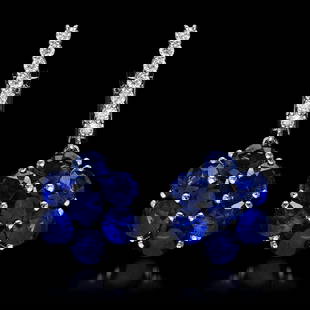 14k White Gold 5.64ct Sapphire 0.58ct Diamond Earrings: Retail: $5,477.00 ****** 14k White Gold 5.64ct Sapphire 0.58ct Diamond Earrings ****** Metal: 14K White Gold / Total Item Weight: 6.0 grams / Country Made: United States / / Main Stone: Sapphire /