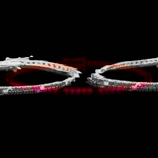 14k Rose Gold 3.21ct Ruby 0.75ct Diamond Bracelet: Retail: $7,565.00 ****** 14k Rose Gold 3.21ct Ruby 0.75ct Diamond Bracelet ****** Metal: 14K Rose Gold / Total Item Weight: 7.1 grams / Country Made: United States / / Main Stone: Ruby / Color: Red