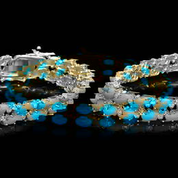 14K Gold 16.43ct Turqoise 1.20ct Diamond Bracelet