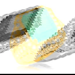 14K Yellow Gold, 8.00cts Emerald, 1.60cts Diamond Ring