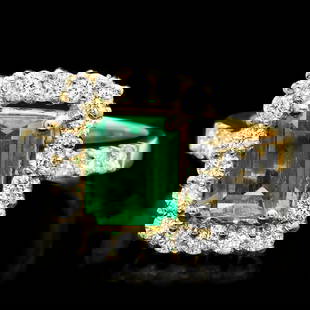 14k Gold 1.80ct Emerald 1.00ct Diamond Ring: Retail: $14,600.00 ****** 14k Gold 1.80ct Emerald 1.00ct Diamond Ring ****** Metal: 14k Solid Yellow Gold / Size: 7.25 / Total Item Weight: 5.8 grams / Country Made: United States / / Main Stone: Emer